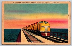 Postcard Vintage City of San Francisco Crossing Great Salt Lake on SP Lines Utah - Picture 1 of 2