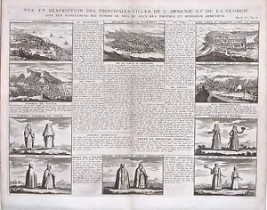 Mapa antiguo, Chatelain, vista de las principales ciudades de Armenia y Georgia - Imagen 1 de 1