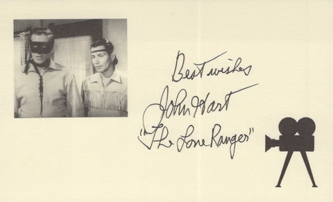 John Hart (The Lone Ranger) signed 3x5 index card Vintage Cover