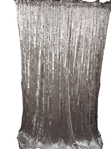 COMMONWEALTH STONE GRAY CRUSHED VELVET GROOVY (2) CURTAINS PANELS 63X83 - Picture 1 of 8