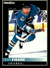 1992-93 Pinnacle Sharks Hockey Card #169 Dean Evason