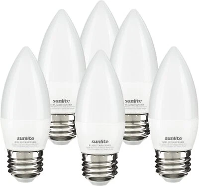 SUNLITE LED B13 Frosted Chandelier Torpedo Bulb 7W(60W=) E26 4000K Cool White 6-Pack