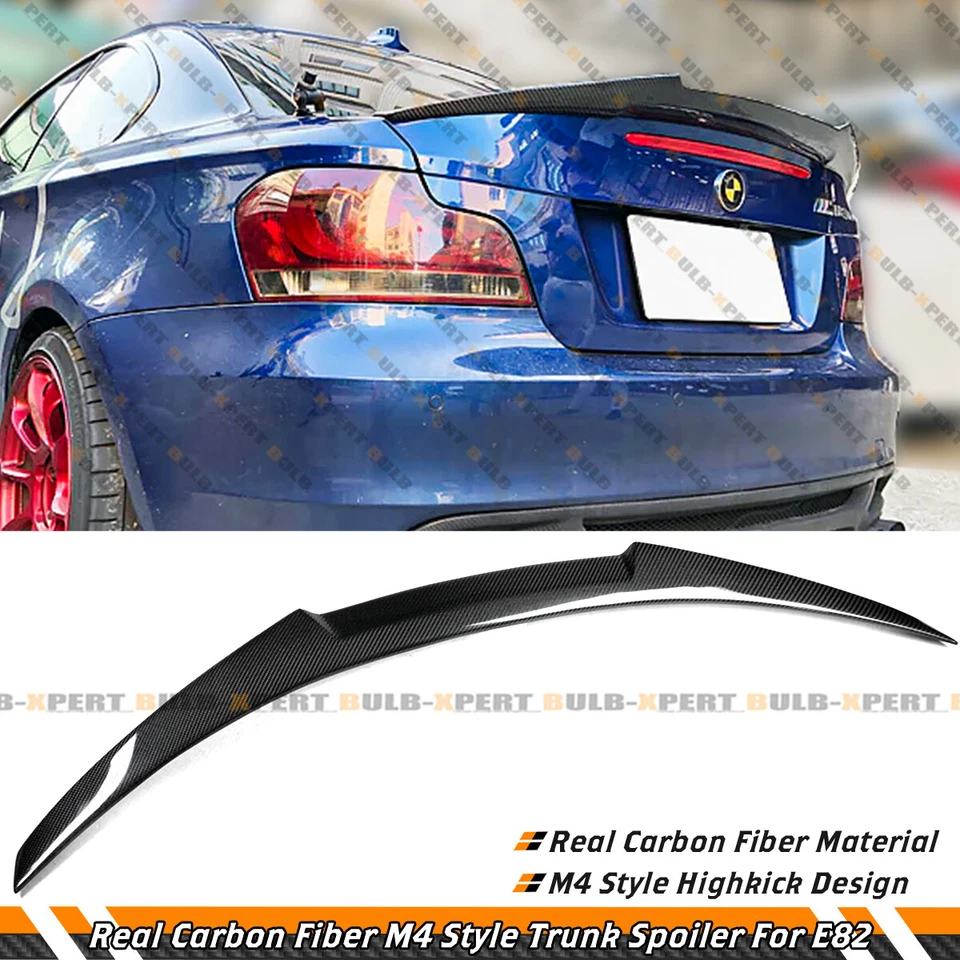 For 2007-2013 BMW E82 125i 135i 1M M4 Style Real Carbon Fiber Trunk Spoiler Wing - Image 1 of 4