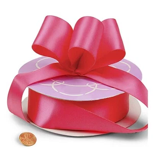 1.5" Wide Shocking Pink Double Faced Satin Ribbon - 50 Yards (Not Wired) - Picture 1 of 1