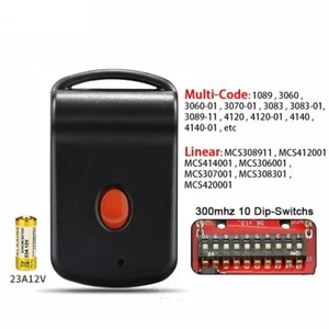Multi-Code 3089 308911 Gate Garage Door Opener 300MHz 10 DIP Code Remote Control - Picture 1 of 9