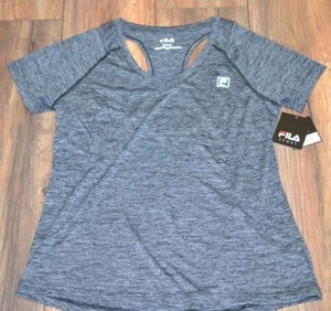 Fila Sport Short Sleeve Performance Shirt TruDry Open Back with Zip Media Pocket - Picture 1 of 5