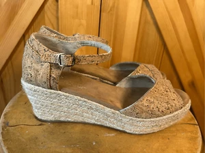 Toms Cork Wedge Sandal Natural Size 6.5 - Picture 1 of 8