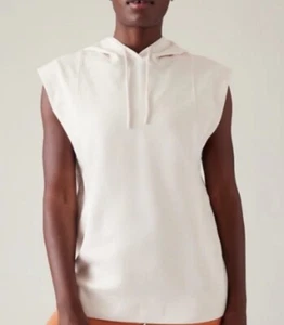 NWOT Athleta Sundown Sweatshirt Tank Women’s Magnolia White Hooded Activewear XS - Picture 1 of 13