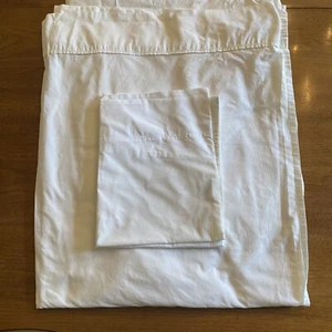 Crate & Barrel Flat Sheet Queen Egyptian Ivory Cotton 1 Pillow Case NICE! 102x90 - Picture 1 of 3