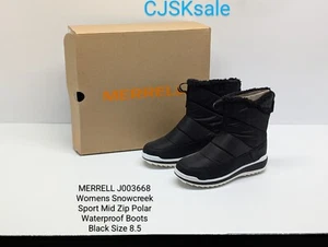 MERRELL Women's Snowcreek Sport Mid Zip Waterproof Boots BLACK Size 8.5 (NEW). - Picture 1 of 14