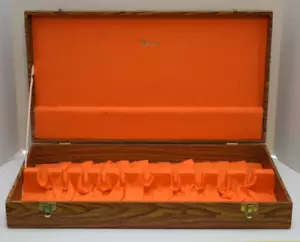 Stainless or Silver Flatware Storage Box Orange Felt Faux Wood Lightweight - Picture 1 of 11