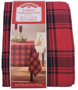Holiday Time Red Buffalo Plaid Fabric Tablecloth - 52" x 70" Rectangle - Picture 1 of 9