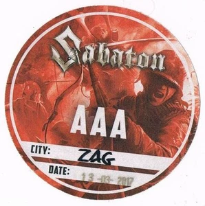 SABATON 13.03.2017. ZAGABRIA CROATIA - ACCESSO A TUTTE LE AREE - PASS BACKSTAGE - Foto 1 di 1