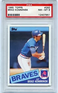 1985 TOPPS BASEBALL #292 BRAD KOMMINSK, ATLANTA BRAVES - PSA 8 NM-MT (07951) - Picture 1 of 1