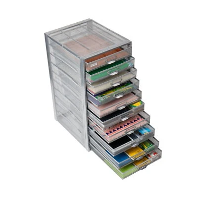 Gabinete de metal con 10 cajones, carro de almacenamiento de archivos, plateado, fácil acceso, resistente y duradero Foto 1 de 4