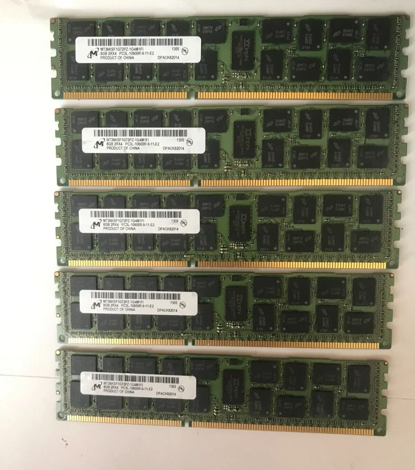 Micron 40GB (8GBx5) MT36KSF1G72PZ-1G4M1FI 2RX4PC3L-10600R-9-11-E2 Memory RAM - Image 1 of 1