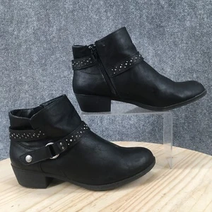 Ana A New Approach Boots Womens 8.5 W Atlas Ankle Booties Black Leather Studded - Picture 1 of 17