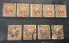 US Lot of Qty 9 1890 STAMP SCOTT 223 "Grant" 5 CENT USED