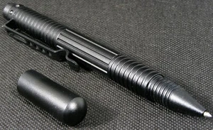 HIGH QUALITY BLACK METAL TACTICAL BALLPOINT PEN GIFT WITH CROWN TIP - Picture 1 of 10