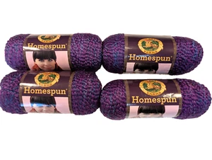 Lot of 4 Lion Brand Yarn Homespun #421 Purple Haze Skeins Bulky  6oz 185 Yds - Picture 1 of 7