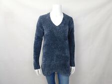 New Orvis Chenille Sweater Small Blue V Neck Long Sleeve Pullover Soft 