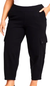 TS TAKING SHAPE plus size S - M / 18 Bamboo Ponte Cargo Pants black NWT rrp$130! - Picture 1 of 3