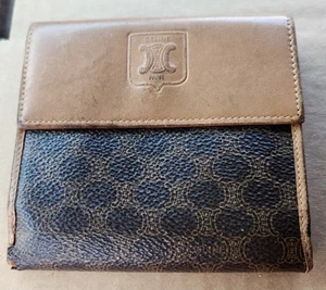 Auténtica billetera vintage de cuero Celine doble pliegue - Imagen 1 de 8
