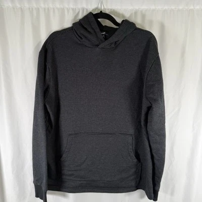 Nueva sudadera con capucha Express para hombre grande negra con textura bolsillos delanteros pulóver mezcla de algodón Foto 1 de 4