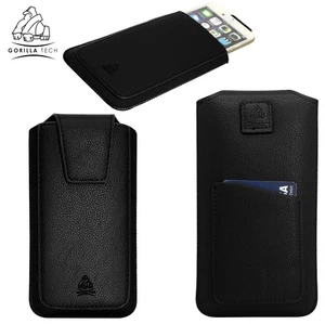 Genuine Leather Case Pull Up Pouch Hand Crafted with Card Slot for Mobile Phone - Picture 1 of 32