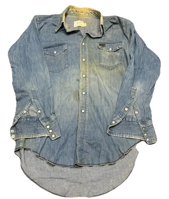 Vintage Wrangler Shirt Mens L Pre-Shrunk Pearl Snap Denim 60s Western - Image 1 of 4