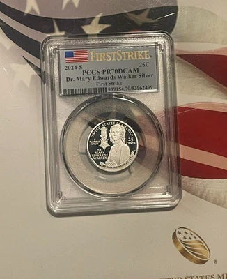 2024 S Silver Proof American Women Quarter Mary Edwards Walker PCGS PR 70 DCAM - Image 1 of 2