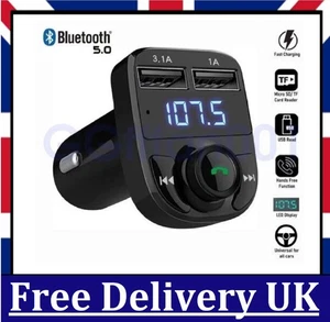 Car Wireless Bluetooth FM Transmitter MP3 Player 2 USB Car Charger Adapter aux - Picture 1 of 8