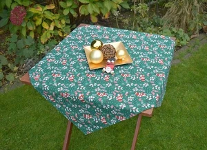 Tablecloth Provence Cotton 90X90 Cm Green With Christmas Motif From France - Picture 1 of 4