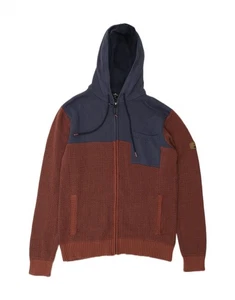 RIP CURL Mens Hooded Cardigan Sweater Medium Brown Colourblock Cotton AW13 - Picture 1 of 3