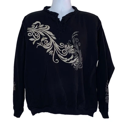 Crazy Shirts Shirt Mens M Black Hawaii Surf Pullover Graphic Long Sleeve - Image 1 of 4