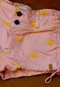 PIUPIUCHICK Shorts, Girls, Size 8, Denim, Sun Print, Pale Pink, Drawstring EUC - Picture 1 of 16