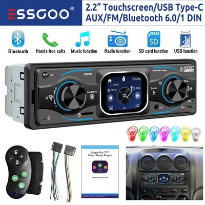 Autoradio mit Bluetooth 6.0 Freisprech FM EQ Touchscreen USB SD Aux 7 Farbe 1DIN - Bild 1 von 4