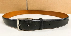 Canali Genuine Black Leather Belt Solid Brass Buckle Made In Italy 115/130 42-47 - Picture 1 of 6