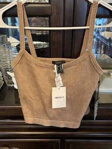 Forever 21 Knit Top Crop Top Camisole Cami M/L Ribbed - Picture 1 of 3