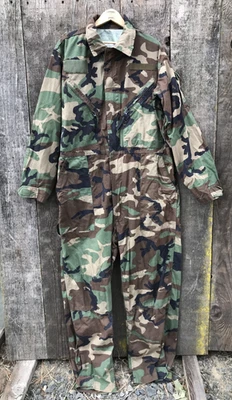 2001 Military Issue Cold Weather Woodland Camo Mechanic  Ripstop Coveralls Large - Image 1 of 4