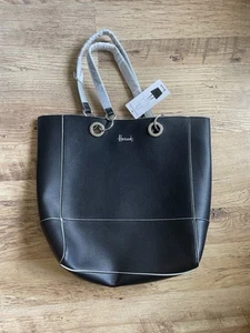 Bolso de Mano y Bolsa de Cosméticos Harrods Negro/Plata Reversible NUEVO - Imagen 1 de 10