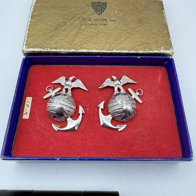 . USMC 10K y Sterling Collar de Oficial Águila Globo y Ancla EGA por Meyer.  loc9 Foto 1 de 4