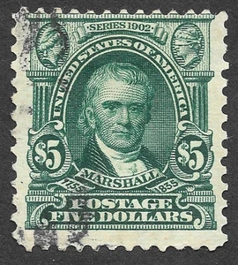Gebrauchte 1903 5 $ Richter John Marshall Briefmarke des Obersten Gerichtshofs, Scott #313, Lebenslauf 750 $ - Bild 1 von 3