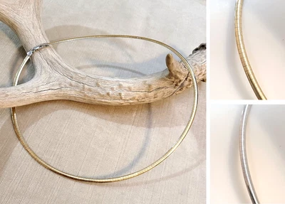 Collar Omega Reversible Oro Amarillo y Blanco 14K 3mm 16" Largo 13,9 gramos Foto 1 de 4