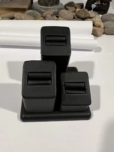 Black Leather 3 Ring Stand Jewelry Display - Picture 1 of 10
