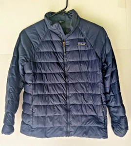 Patagonia Youth Down Sweater Jacket Size Large 12 – Navy Blue Lightweight Warm - Picture 1 of 12