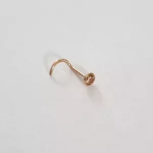 18ct Rose Gold 0.10ct Natural champagne diamond Nose Stud Ring Pin Coneset - Bild 1 von 8