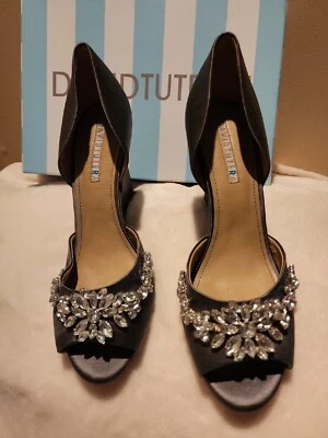 DAVID TUTERA Invierno Acero SATÉN DE ORDAY BODA ZAPATOS DE SALÓN PEDRERÍA TALLA 9 M Foto 1 de 4