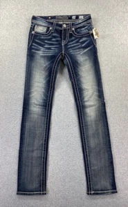 MISS ME Girl's Skinny Jeans Straight Size 14 Rhinestones Embroidered JK58995 - Picture 1 of 14
