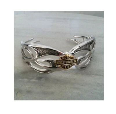 Bracelete feminino Harley-Davidson tribal com punho de chama esterlina Franklin perfeito estado B6 - Imagem 1 de 2